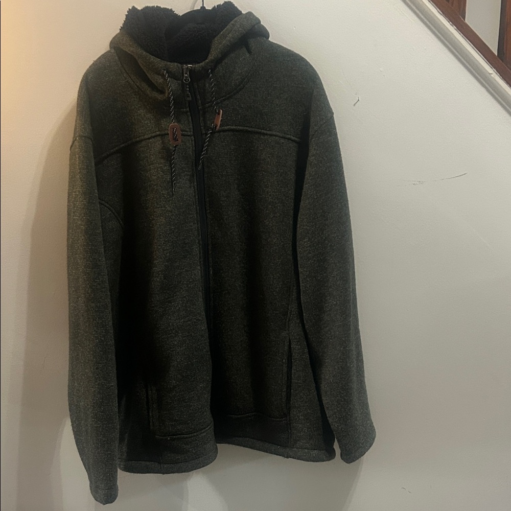 Men's Dark Green Zip-Up Sweater